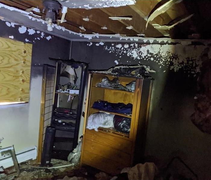 Fire damaged bedroom