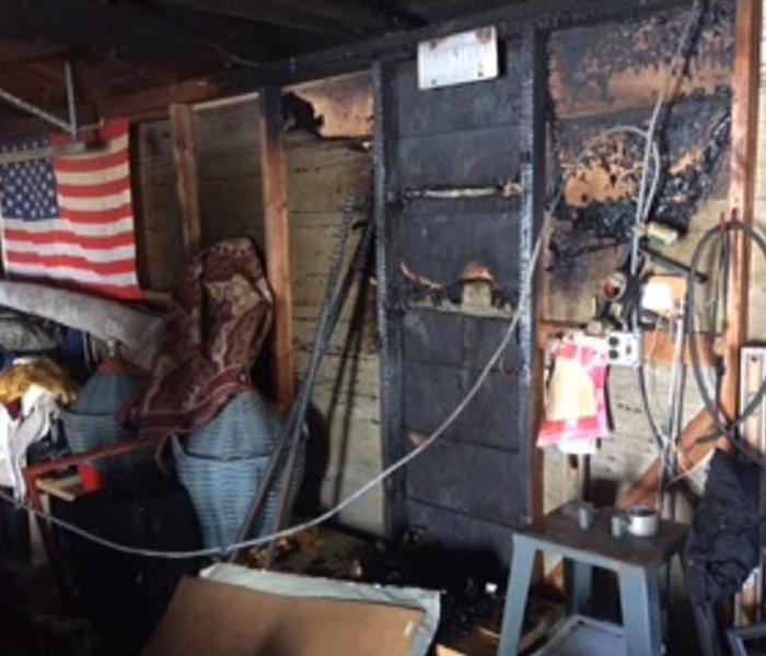 Fire and smoke damaged garage