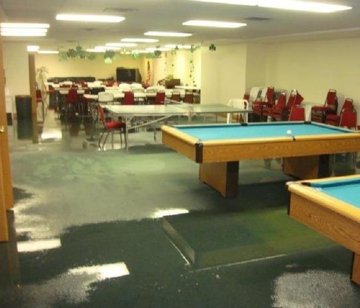 Water damaged rec room at a community center